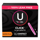 Kotex® U by Kotex Click Compact Tampons, Super Plus Absorbency, 16/Pack, 8 Packs/Carton (KCM51582) Case of 8