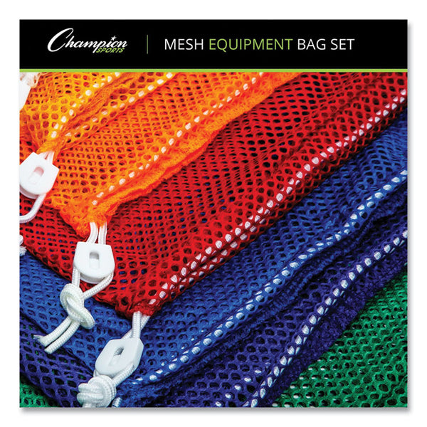 Champion Sports Heavy-Duty Mesh Bag, 12" x 18", Gold, Green, Orange, Purple, Royal Blue, Scarlet Red, 6/Set (CSIMB18SET) 1 Set