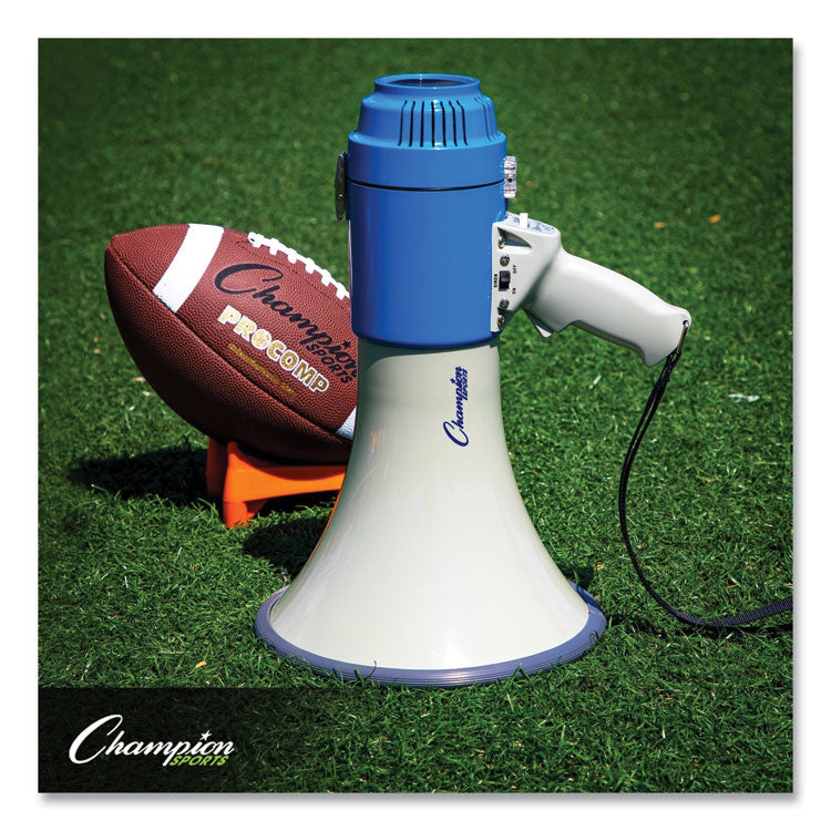 Champion Sports Megaphone, 12 W to 25 W, 1,000 yds Range, White/Blue (CSIMP12W) Each