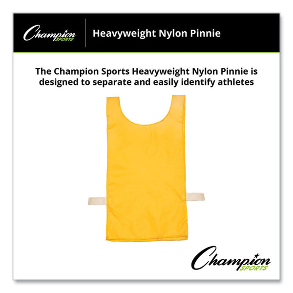 Champion Sports Heavyweight Pinnies, Nylon, One Size, Gold, 1/Dozen (CSINP1GD) Box of 12