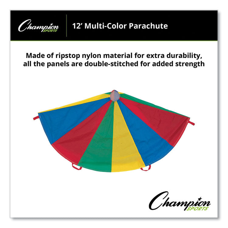 Champion Sports Nylon Multicolor Parachute, 12 ft dia, 12 Handles (CSINP12)