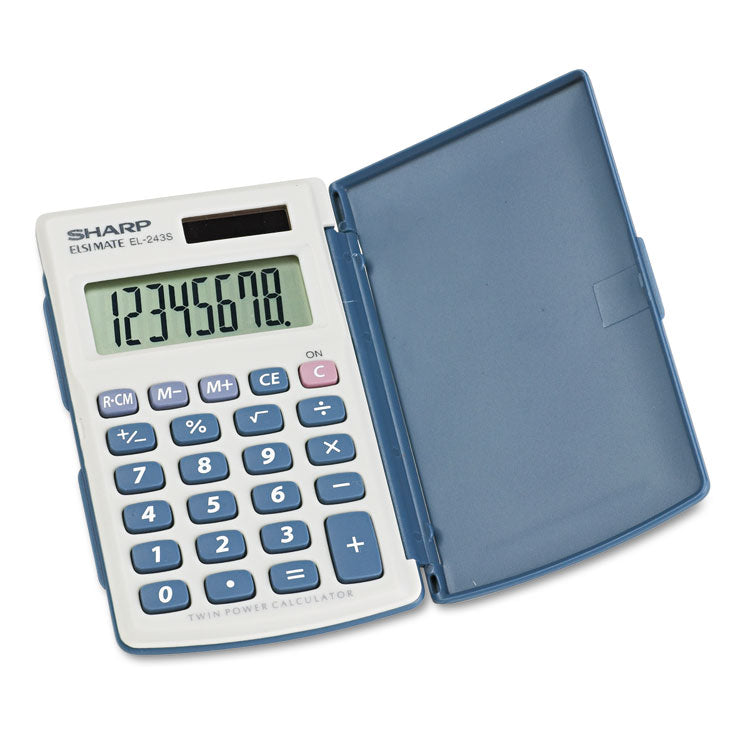 Sharp® EL-243SB Solar Pocket Calculator, 8-Digit LCD (SHREL243SB) Each