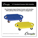 Champion Sports Scooter with Handles, Blue/Yellow, 4 Rubber Swivel Casters, Plastic, 12 x 12 (CSIPGH12) Each