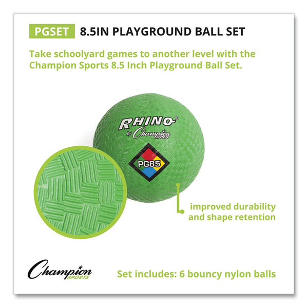 Champion Sports Playground Ball Set, 8.5" Diameter, Assorted Colors, 6/Set (CSIPGSET) Set of 6