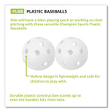 Champion Sports Plastic Baseballs, 9" Diameter, White, 12/Set (CSIPLBB) Set of 12