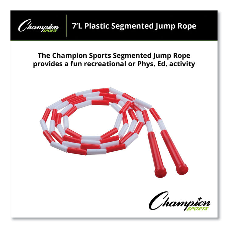 Champion Sports Segmented Plastic Jump Rope, 7 ft, Red/White (CSIPR7) Each