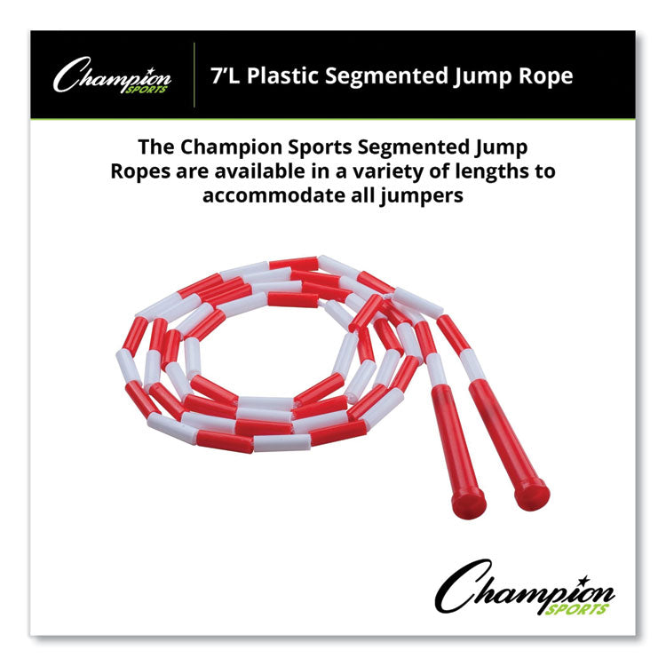 Champion Sports Segmented Plastic Jump Rope, 7 ft, Red/White (CSIPR7) Each