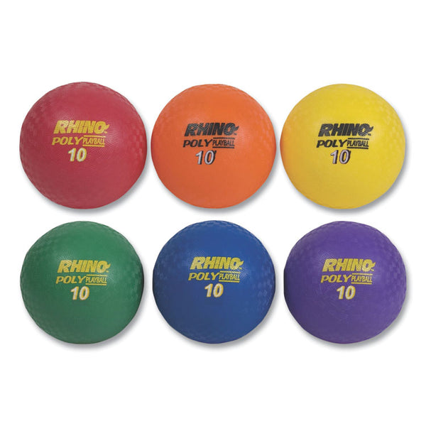 Champion Sports Rhino Playground Ball Set, 10" Diameter, Rubber, Assorted, 6 Balls/Set (CSIPX10SET) Set of 6