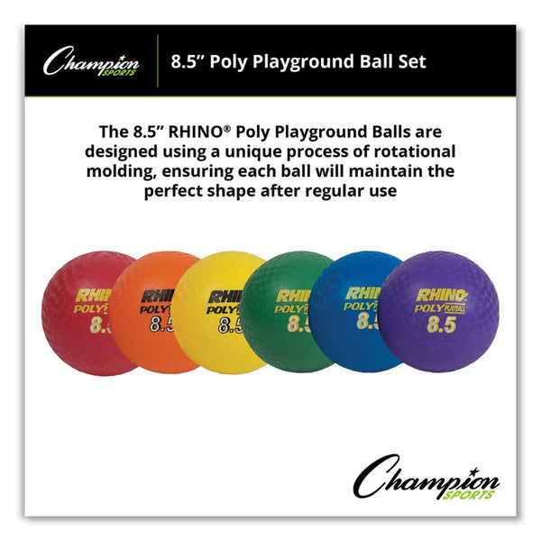 Champion Sports Rhino Playground Ball Set, 8.5" Diameter, Assorted Colors, 6/Set (CSIPX85SET) Set of 6