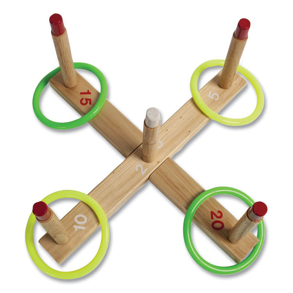 Champion Sports Ring Toss Set, Plastic/Wood, Assorted Colors, 5 Pegs, 4 Rings (CSIQS1) 1 Set