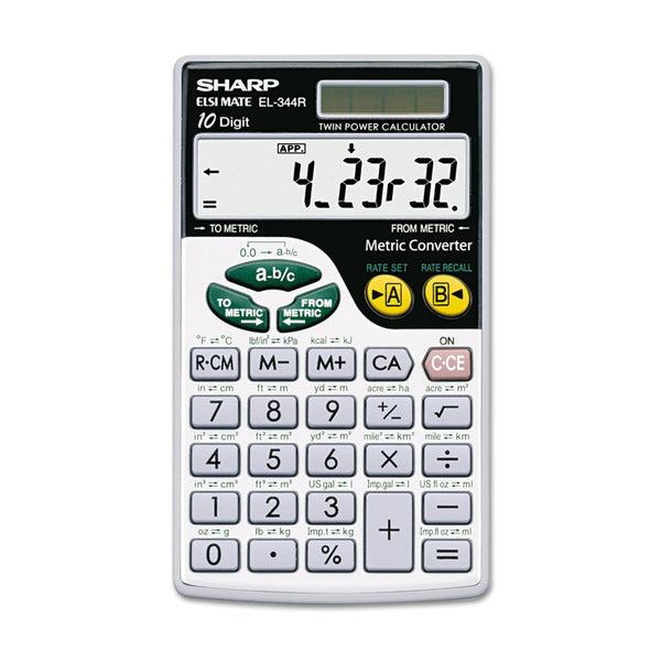 Sharp® EL344RB Metric Conversion Wallet Calculator, 10-Digit LCD (SHREL344RB) Each