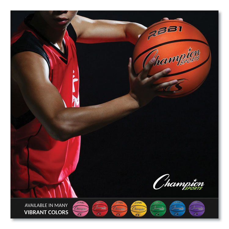 Champion Sports Rubber Sports Ball, For Basketball, No. 7 Size, Official Size, Orange (CSIRBB1) Each