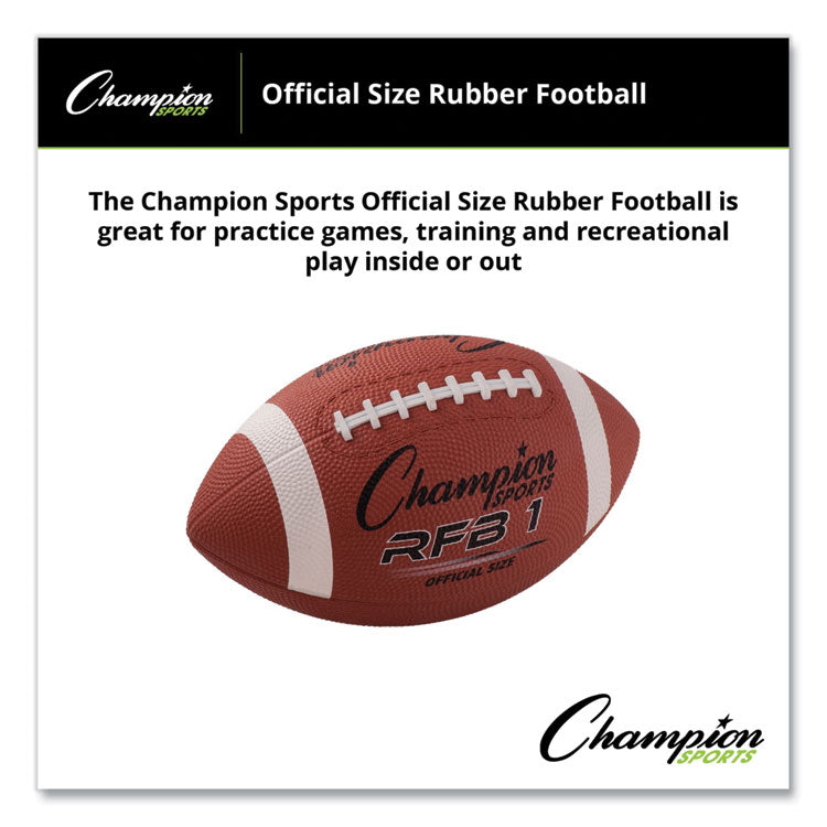 Champion Sports Rubber Sports Ball, Football, Official NFL, No. 9 Size, Brown (CSIRFB1) Each