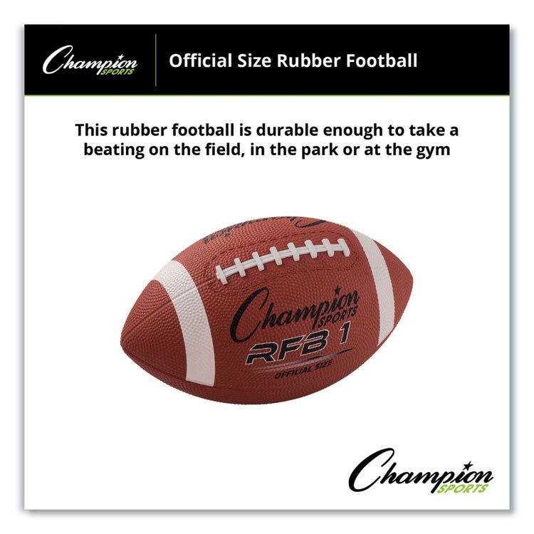 Champion Sports Rubber Sports Ball, Football, Official NFL, No. 9 Size, Brown (CSIRFB1) Each