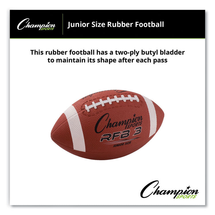 Champion Sports Rubber Sports Ball, For Football, Junior Size, Brown (CSIRFB3) Each