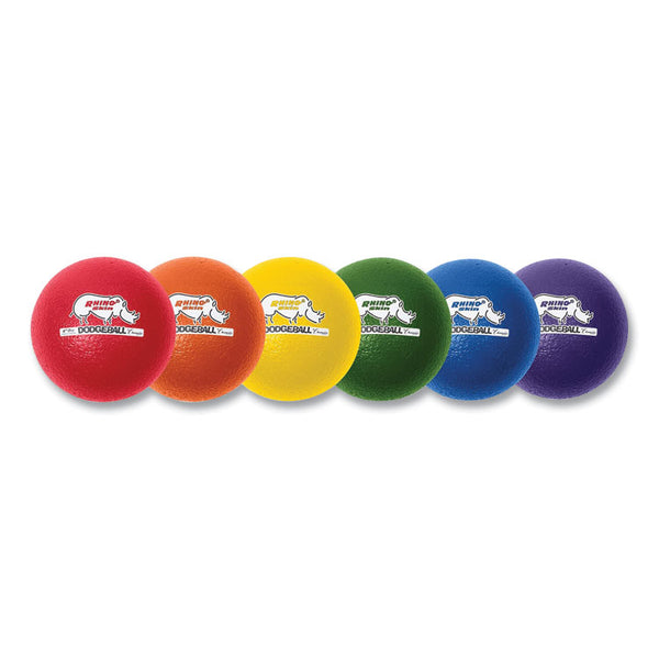 Champion Sports Rhino Skin Dodge Ball Set, 6" Diameter, Assorted Colors, 6/Set (CSIRXD6SET) Set of 6