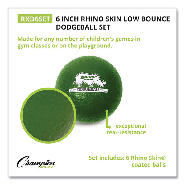 Champion Sports Rhino Skin Dodge Ball Set, 6" Diameter, Assorted Colors, 6/Set (CSIRXD6SET) Set of 6