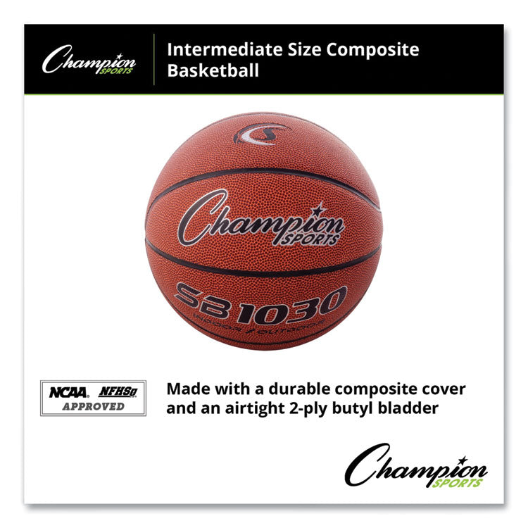 Champion Sports Composite Basketball, Official Intermediate Size, Brown (CSISB1030) Each