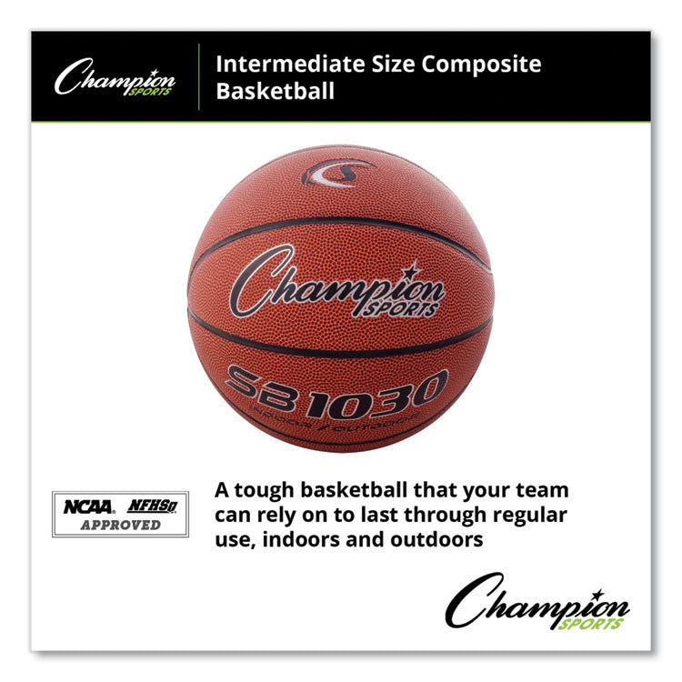 Champion Sports Composite Basketball, Official Intermediate Size, Brown (CSISB1030) Each