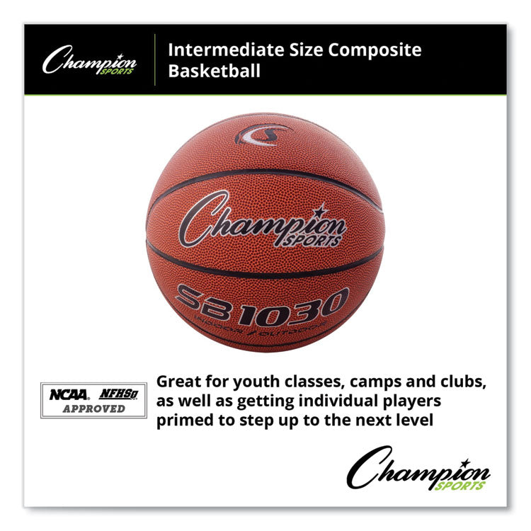 Champion Sports Composite Basketball, Official Intermediate Size, Brown (CSISB1030) Each