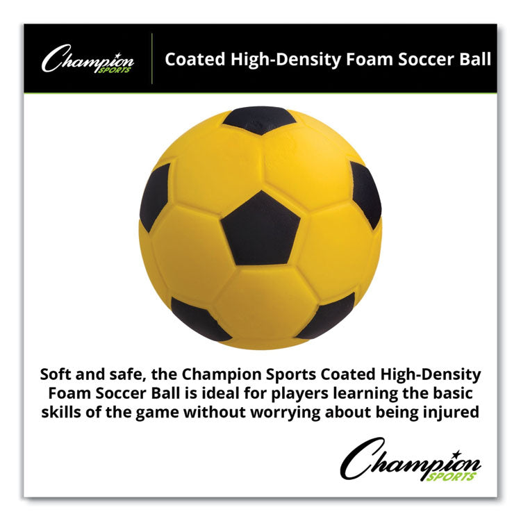 Champion Sports Coated Foam Sport Ball, For Soccer, Playground Size, Yellow (CSISFC) Each