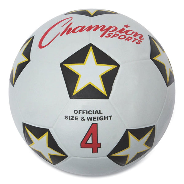 Champion Sports Rubber Sports Ball, For Soccer, No. 4 Size, White/Black (CSISRB4) Each