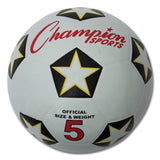 Champion Sports Rubber Sports Ball, For Soccer, No. 5 Size, White/Black (CSISRB5) Each