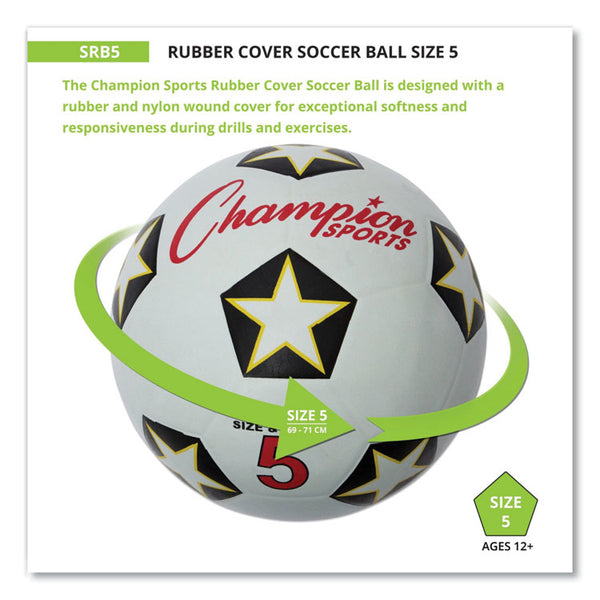 Champion Sports Rubber Sports Ball, For Soccer, No. 5 Size, White/Black (CSISRB5) Each