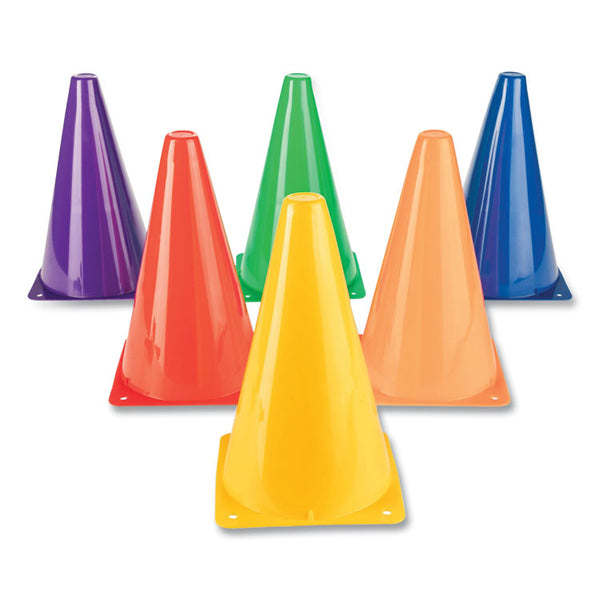 Champion Sports Indoor/Outdoor High Visibility Plastic Cone Set, Assorted Colors, 6/Box (CSITC9SET) Set of 6