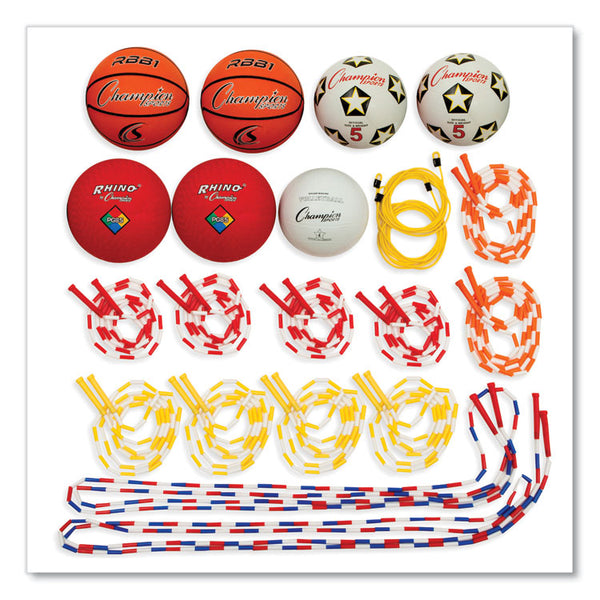 Champion Sports Physical Education Kit with 7 Balls, 14 Jump Ropes, Assorted Colors (CSIUPGSET2) Each