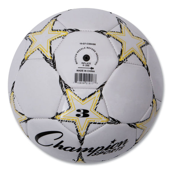 Champion Sports VIPER Soccer Ball, No. 3 Size, 7.25" to 7.5" Diameter, White (CSIVIPER3) Each