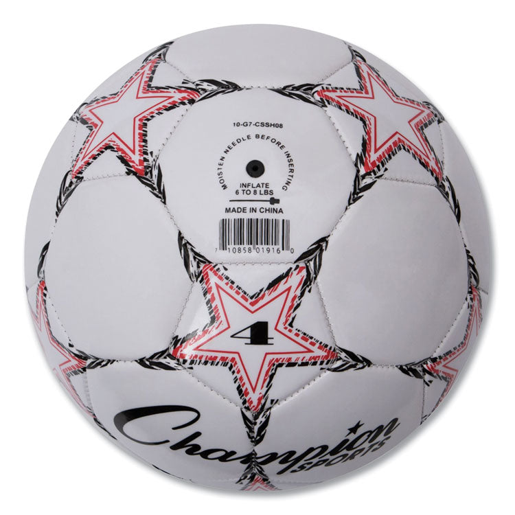 Champion Sports VIPER Soccer Ball, No. 4 Size, 8" to 8.25" Diameter, White (CSIVIPER4) Each