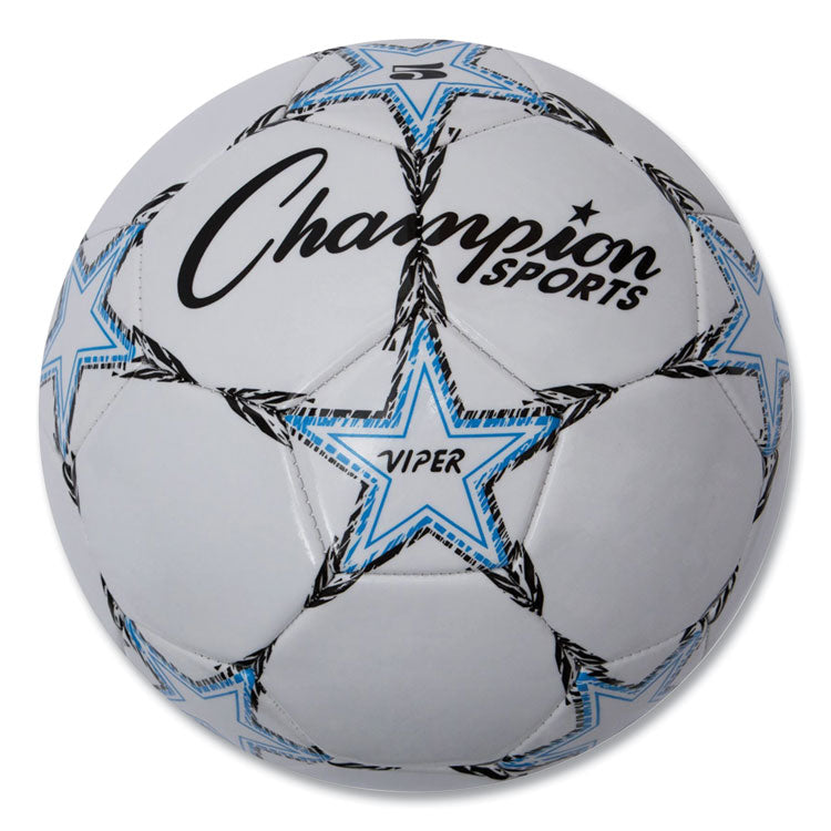 Champion Sports VIPER Soccer Ball, No. 5. Size, 8.5" to 9" Diameter, White (CSIVIPER5) Each