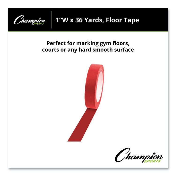 Champion Sports Floor Tape, 1" x 36 yds, Red (CSI1X36FTRD) Each