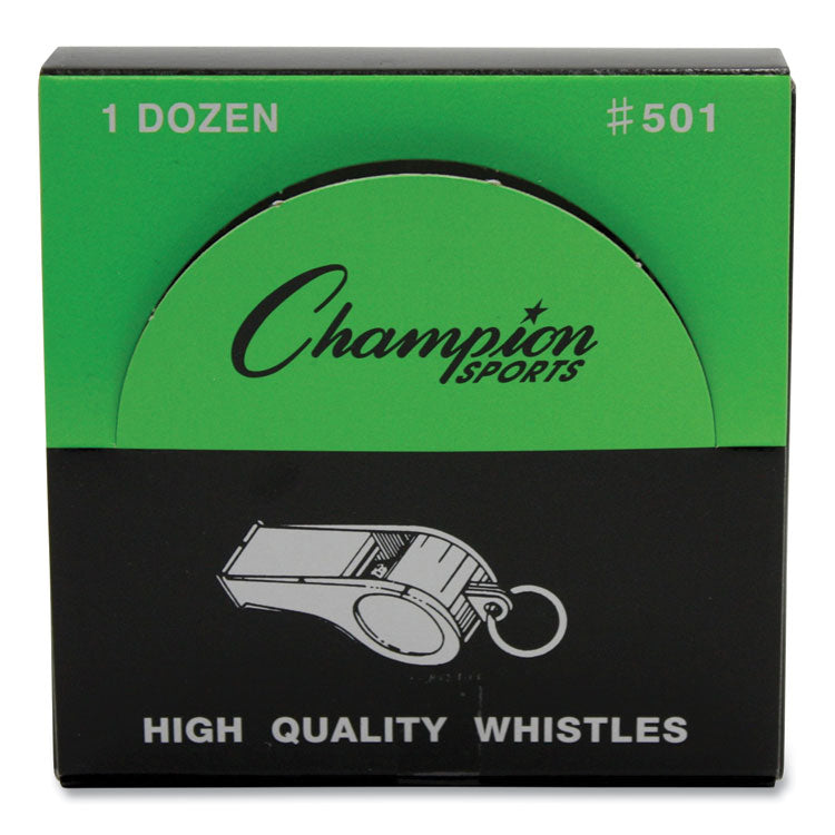 Champion Sports Sports Whistle, Medium Weight, Metal, Silver, Dozen (CSI501) 1 Dozen