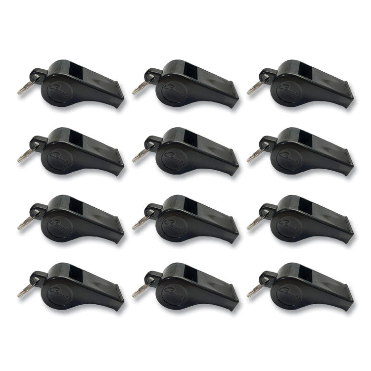 Champion Sports Sports Whistle, Medium Weight, Plastic, Black, Dozen (CSI601) Dozen