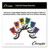 Champion Sports Water-Resistant Stopwatches, Accurate to 1/100 Second, Assorted Colors, 6/Box (CSI910SET) Box of 6
