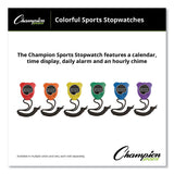 Champion Sports Water-Resistant Stopwatches, Accurate to 1/100 Second, Assorted Colors, 6/Box (CSI910SET) Box of 6
