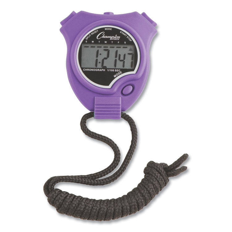 Champion Sports Water-Resistant Stopwatches, Accurate to 1/100 Second, Assorted Colors, 6/Box (CSI910SET) Box of 6