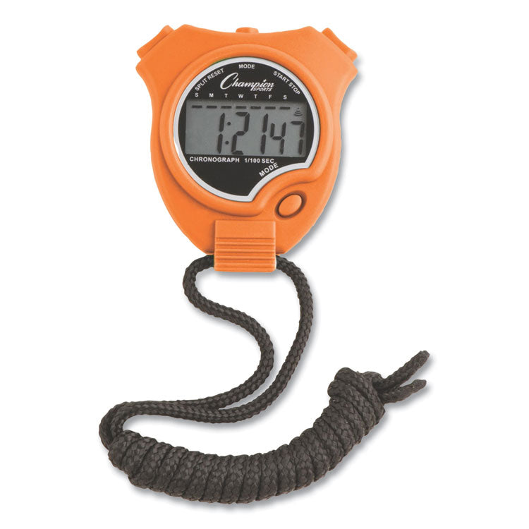 Champion Sports Water-Resistant Stopwatches, Accurate to 1/100 Second, Assorted Colors, 6/Box (CSI910SET) Box of 6