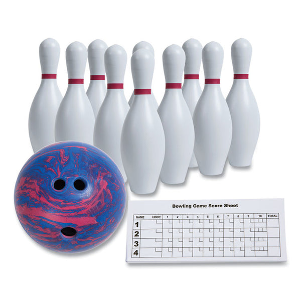 Champion Sports Bowling Set, Plastic/Rubber, White, 10 Bowling Pins, 1 Bowling Ball (CSIBPSET) 1 Set