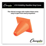 Champion Sports Hi-Visibility Vinyl Cones, 6" Tall, Orange (CSIC6OR) Each