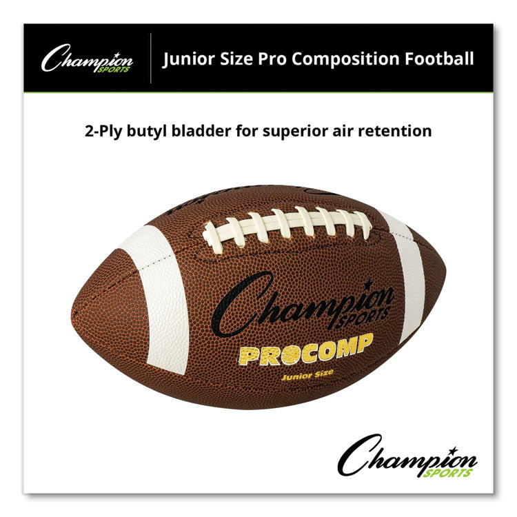 Champion Sports Pro Composite Football, Junior Size, Brown (CSICF300) Each