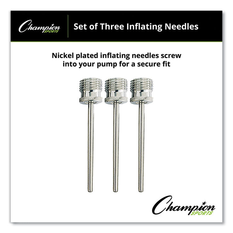 Champion Sports Nickel-Plated Inflating Needles for Electric Inflating Pump, 3/Pack (CSIINB) Pack of 3