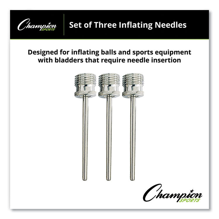 Champion Sports Nickel-Plated Inflating Needles for Electric Inflating Pump, 3/Pack (CSIINB) Pack of 3