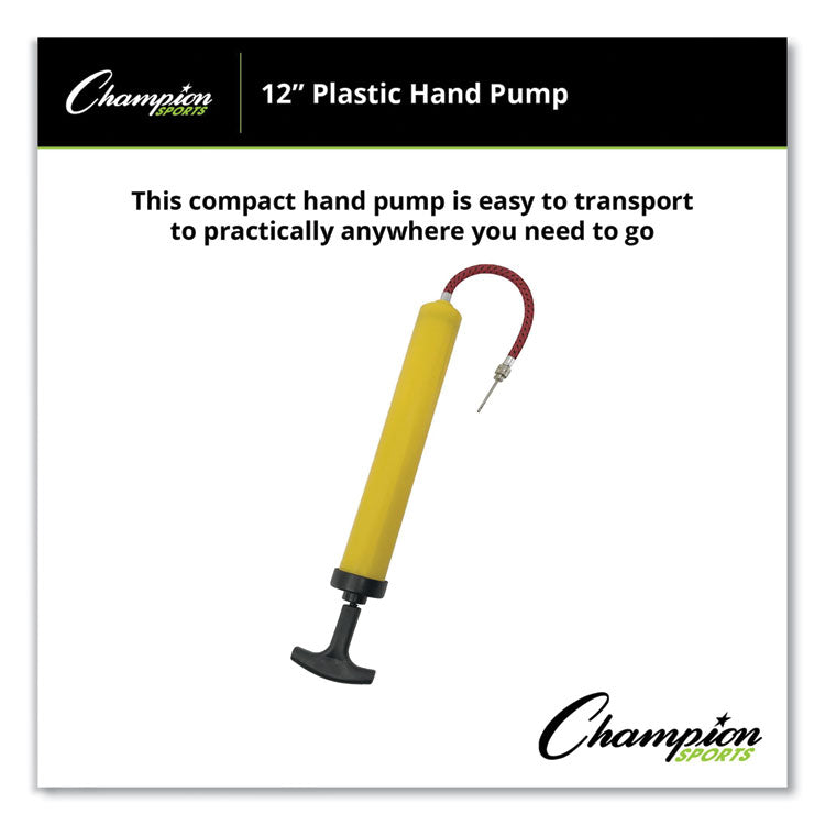 Champion Sports Standard Hand Pump, 12" Long, Yellow/Black (CSIIP12) Each