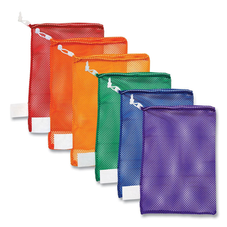 Champion Sports Heavy-Duty Mesh Bag, 12" x 18", Gold, Green, Orange, Purple, Royal Blue, Scarlet Red, 6/Set (CSIMB18SET) 1 Set