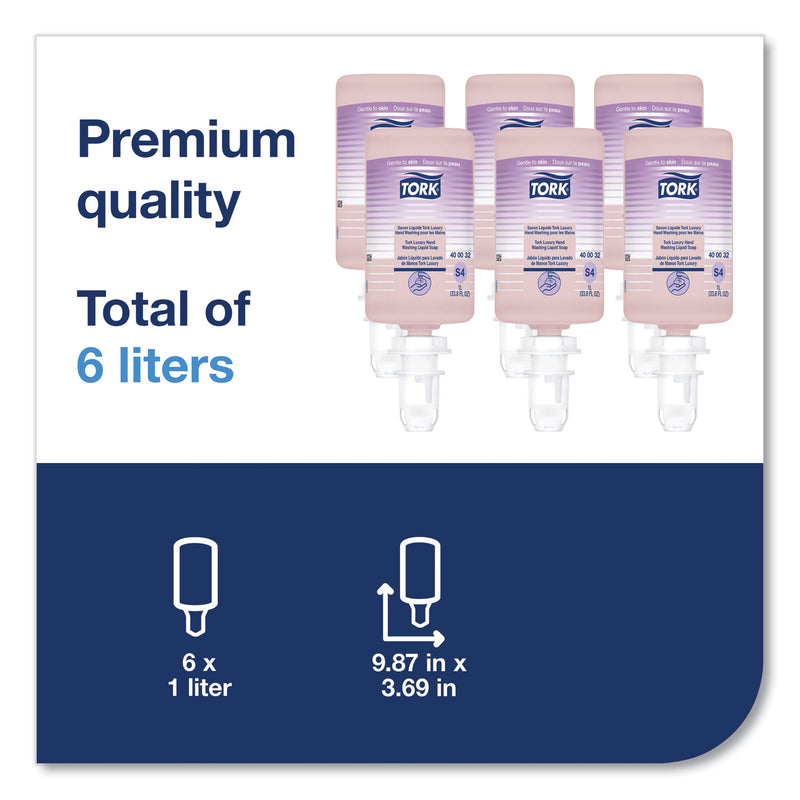 Tork Luxury Liquid Soap, Soft Rose Scent, 1L Refill, 6/Carton (TRK400032) Case of 6
