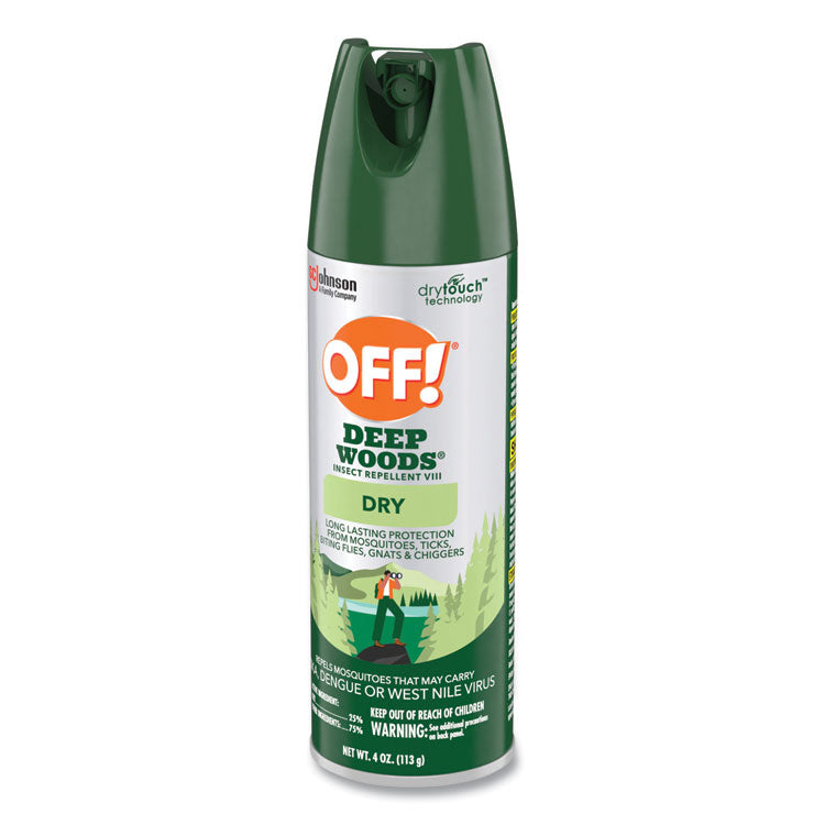 OFF!® Deep Woods Dry Insect Repellent, 4 oz Aerosol Spray, Neutral, 12/Carton (SJN315652) Case of 12