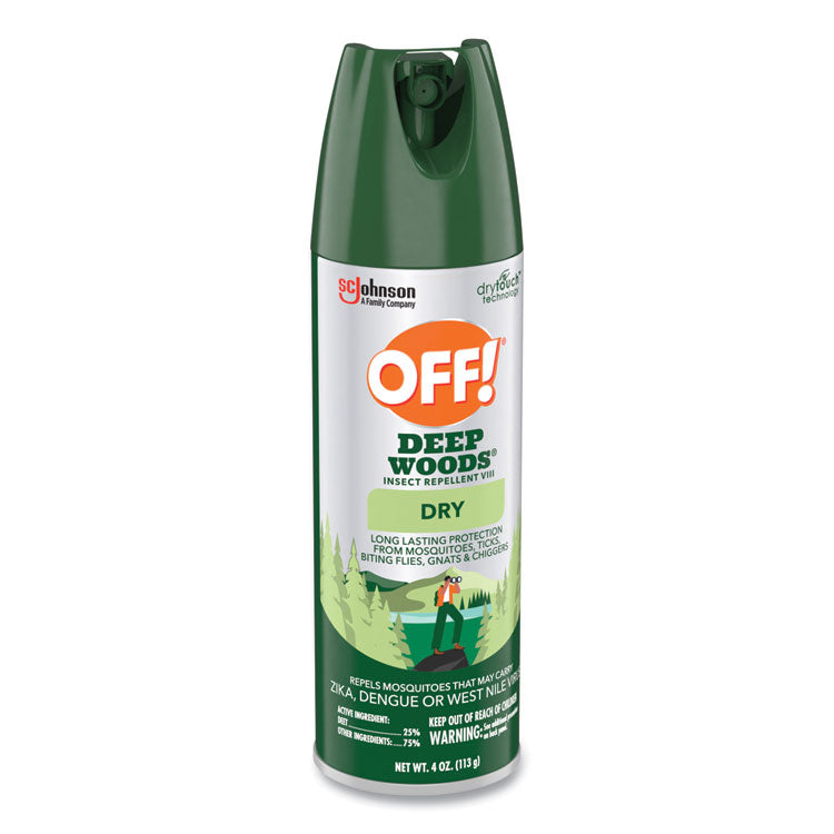 OFF!® Deep Woods Dry Insect Repellent, 4 oz Aerosol Spray, Neutral, 12/Carton (SJN315652) Case of 12